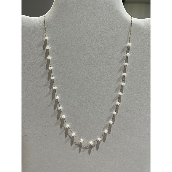 S. Steel‎ Pearl Beaded Necklace Gold Tone Chain Dainty Minimalist - Picture 1 of 3